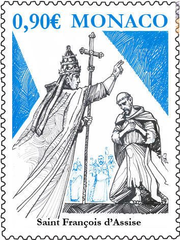 Il francobollo: si vede chiaramente la tiara in capo al pontefice