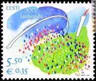 Il francobollo che ricorda il quarto di secolo del “Festival” estone