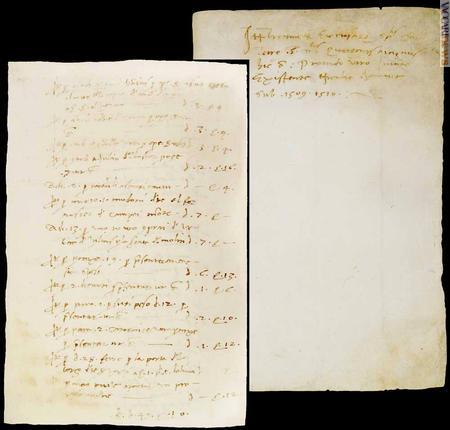 Il documento, custodito all'Archivio storico cittadino, che certifica una transazione per due “persuti”; la cartella di riferimento risale al 1509-1510