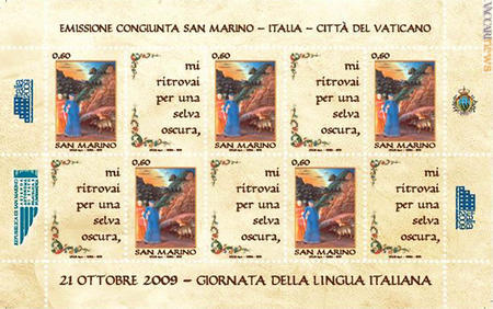 Il minifoglio sammarinese dedicato alla lingua e a Dante Alighieri 