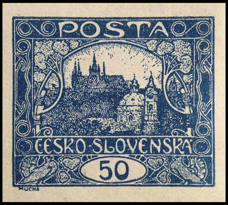 Uno dei francobolli firmati da Alfons Maria Mucha