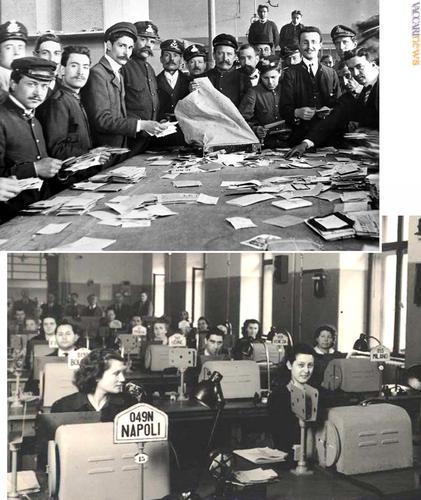 La distribuzione della posta nel 1924 e una sala telegrafica nel 1949