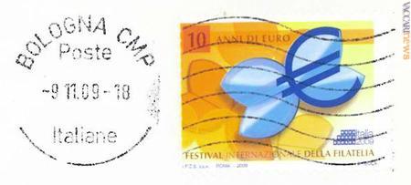 
L’etichetta che ha sostituito il regolare francobollo, timbrata il 9 novembre