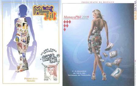Immagini a confronto: la cartolina firmata Poste italiane nel 2001 e l'attuale pubblicità di “Monacophil”