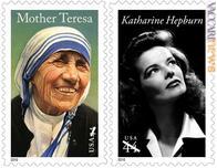 I francobolli Usa per madre Teresa e Katharine Hepburn