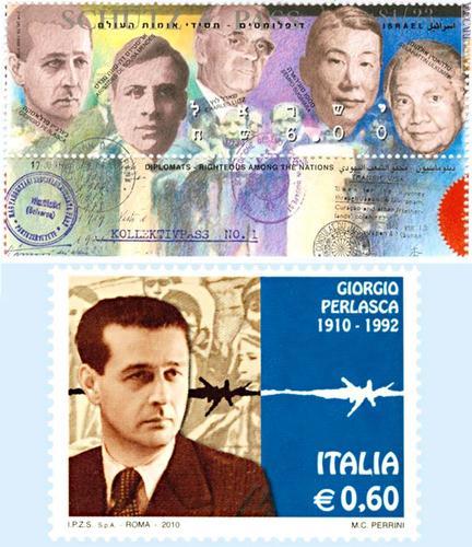 L'omaggio israeliano del 1998 (l'italiano è il primo a sinistra) e la nuova carta valore
