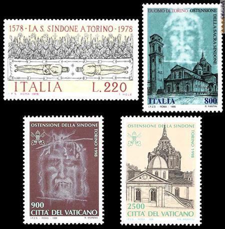 I francobolli d'Italia e Vaticano che già citano la Sindone