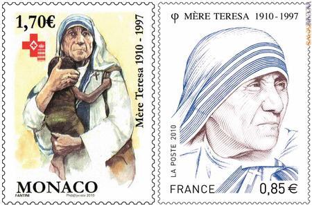 I due omaggi a madre Teresa, provenienti da Monaco e Francia