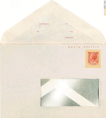 La prova per una busta postale da 50 lire, presentata dal catalogo “Interitalia