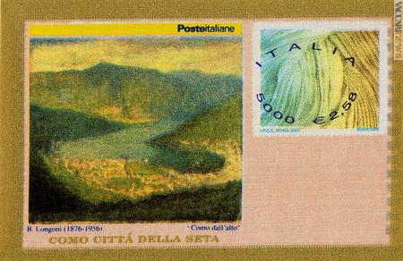 Per certi versi assimilabile ad una busta postale (ma altri vi leggono un semplice francobollo dalle proporzioni più grandi), è la carta valore per l'industria serica nazionale del 29 novembre 2001