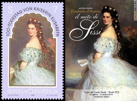 Il francobollo austriaco per il centenario dalla morte, emesso il 10 settembre 1998 (non presente nel percorso), ed il manifesto della mostra riprendono lo stesso dipinto di Franz Xaver Winterhalter