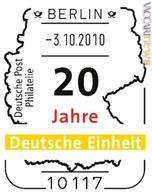 La versione di Berlino dell'annullo tricolore impiegato dal 3 al 6 ottobre