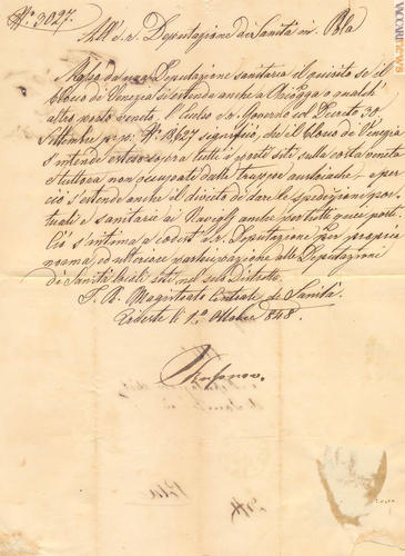 La lettera dell'1 ottobre 1848, tra i documenti che verranno citati durante la trasmissione