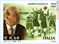Il francobollo con Mario Mazzuca e un momento di gioco
