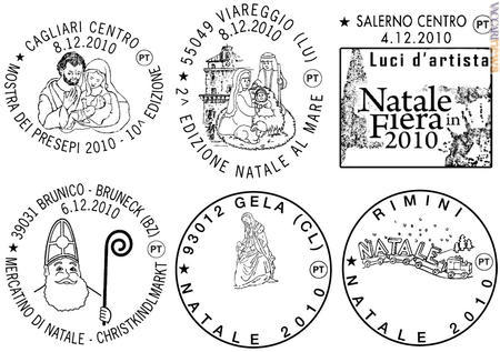 Alcuni degli annulli già resi noti; gli ultimi due -utilizzati identici in numerosi centri- si richiamano direttamente alla serie di francobolli