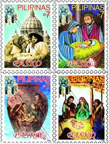 Tra i quattro francobolli natalizi delle Filippine, uno richiama San Pietro