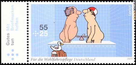 Il francobollo tratto dalla serie con le illustrazioni di Loriot