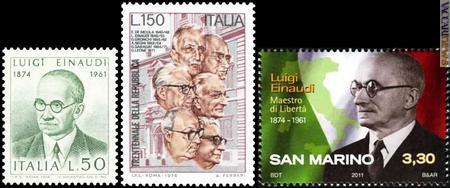 Luigi Einaudi tra i francobolli: i due vecchi richiami italiani e quello, atteso per l'8 febbraio, di San Marino