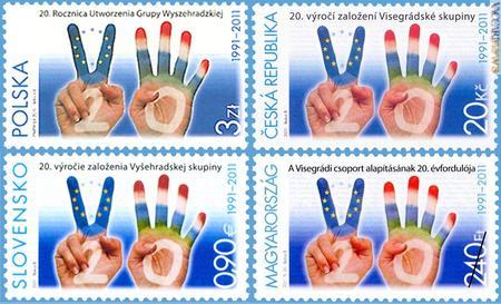 I quattro francobolli, firmati Polonia, Repubblica Ceca, Slovacchia e Ungheria, in calendario tra oggi e martedì prossimo
