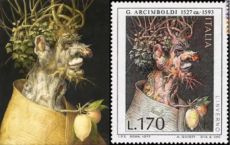 Originale (risalente al 1563 e conservato a Vienna) e interpretazione postale del 5 settembre 1977 a confronto