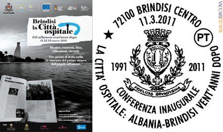 Da oggi a domenica l'iniziativa “La città ospitale: Albania-Brindisi venti anni dopo”, caratterizzata pure da un annullo